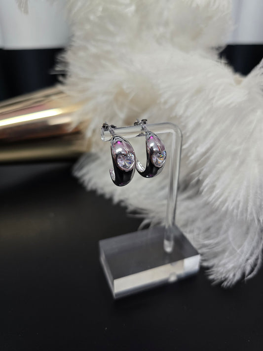 Silver Heart Stainless Steel Earrings