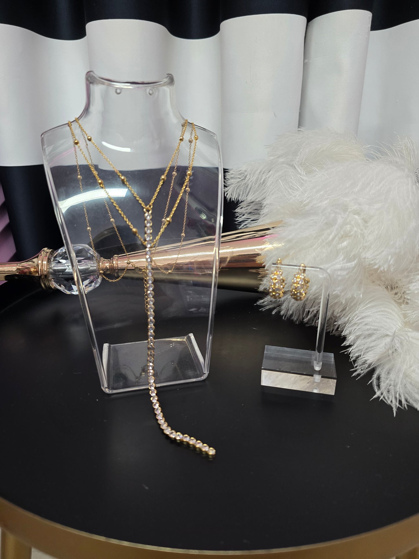 Gold & Rhinestones Zamak Earrings