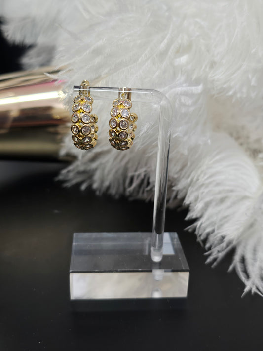 Gold & Rhinestones Zamak Earrings