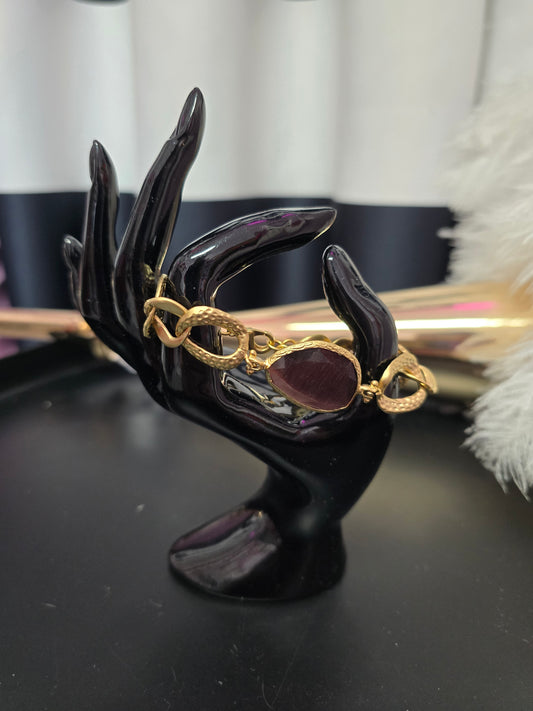 Gold & Purple Gem Zamak Adjustable Bracelet