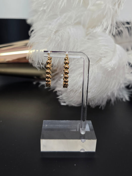 Gold Balls & Zirconia Accent Loop Earrings
