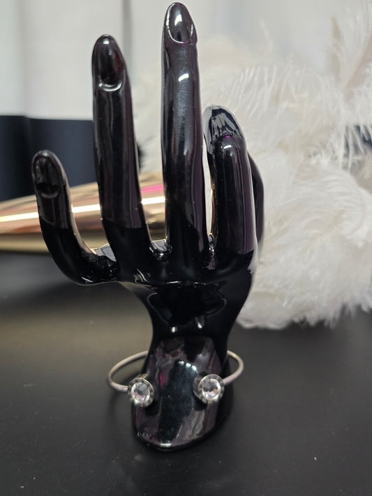 Silver & Zirconia Stainless Steel Bangle
