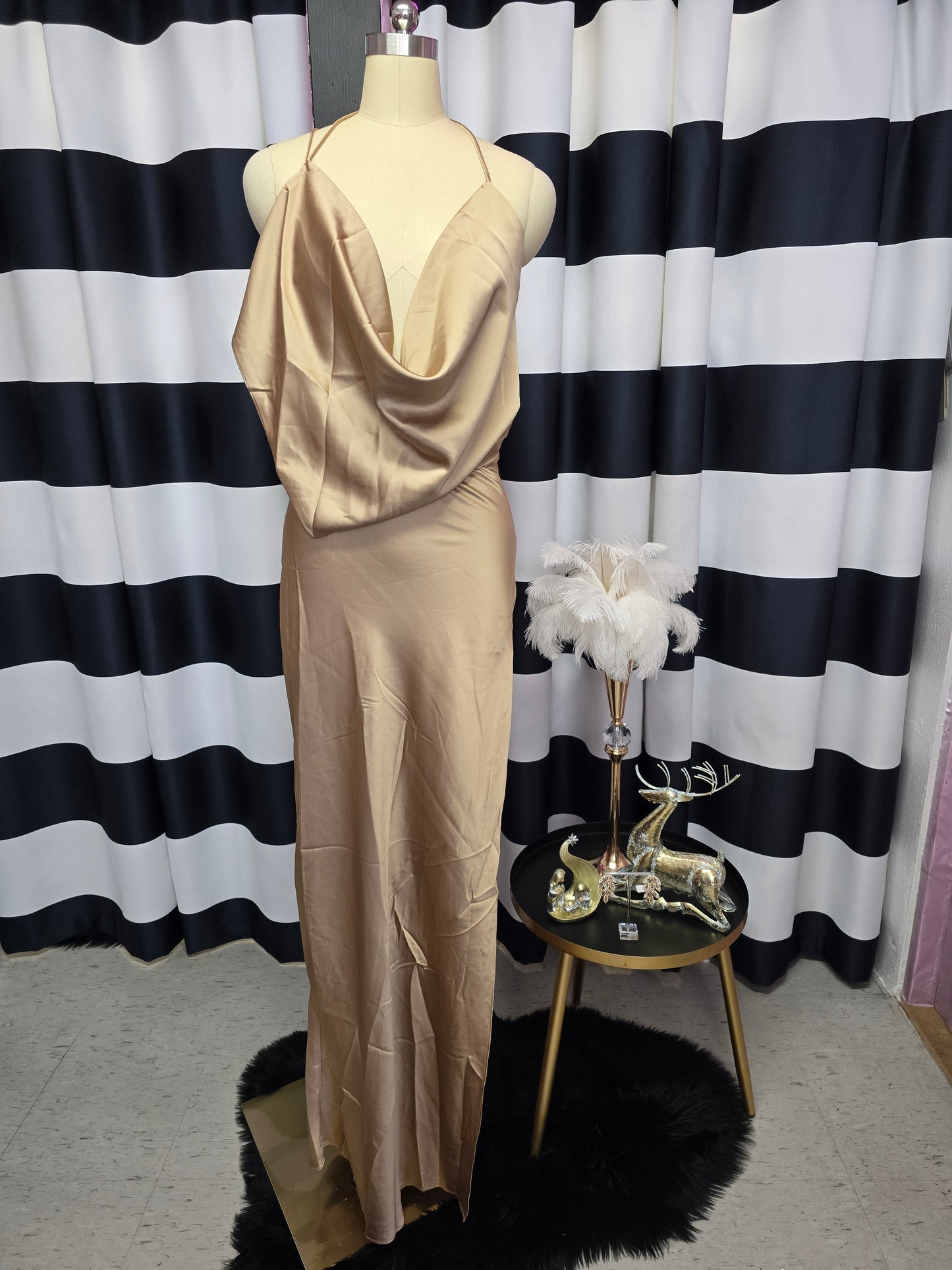 Nude Silk Long Dress