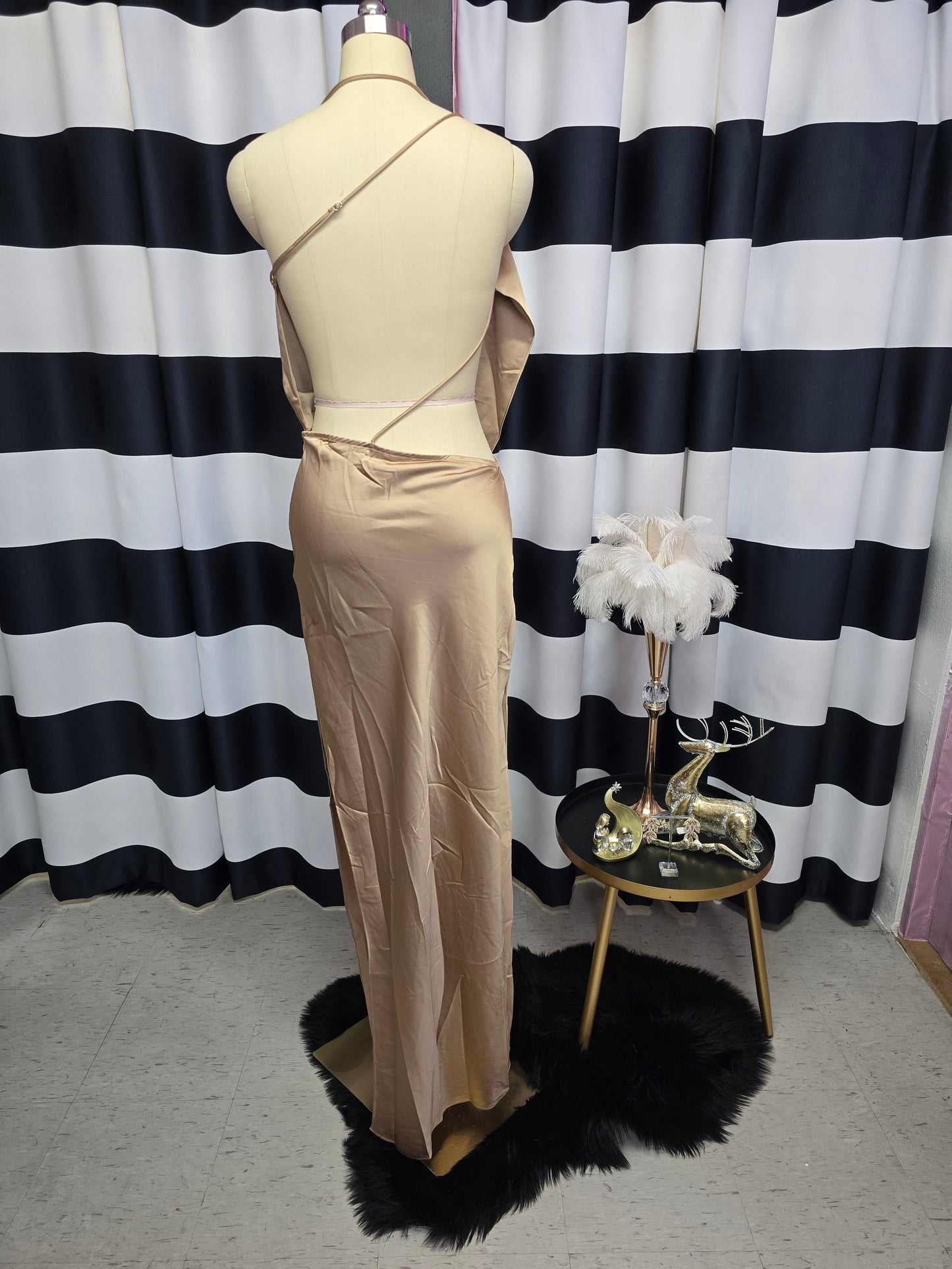 Nude Silk Long Dress