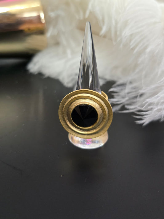 Gold & Black Zamak Adjustable Ring