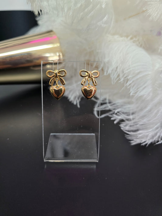 Gold Bow Stainless Steel Earrings