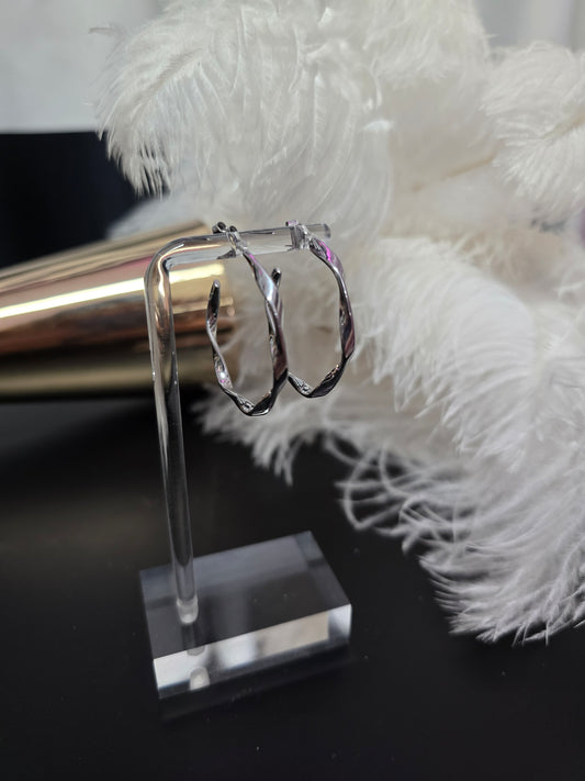 Silver Stainless Steel Loop Earrings