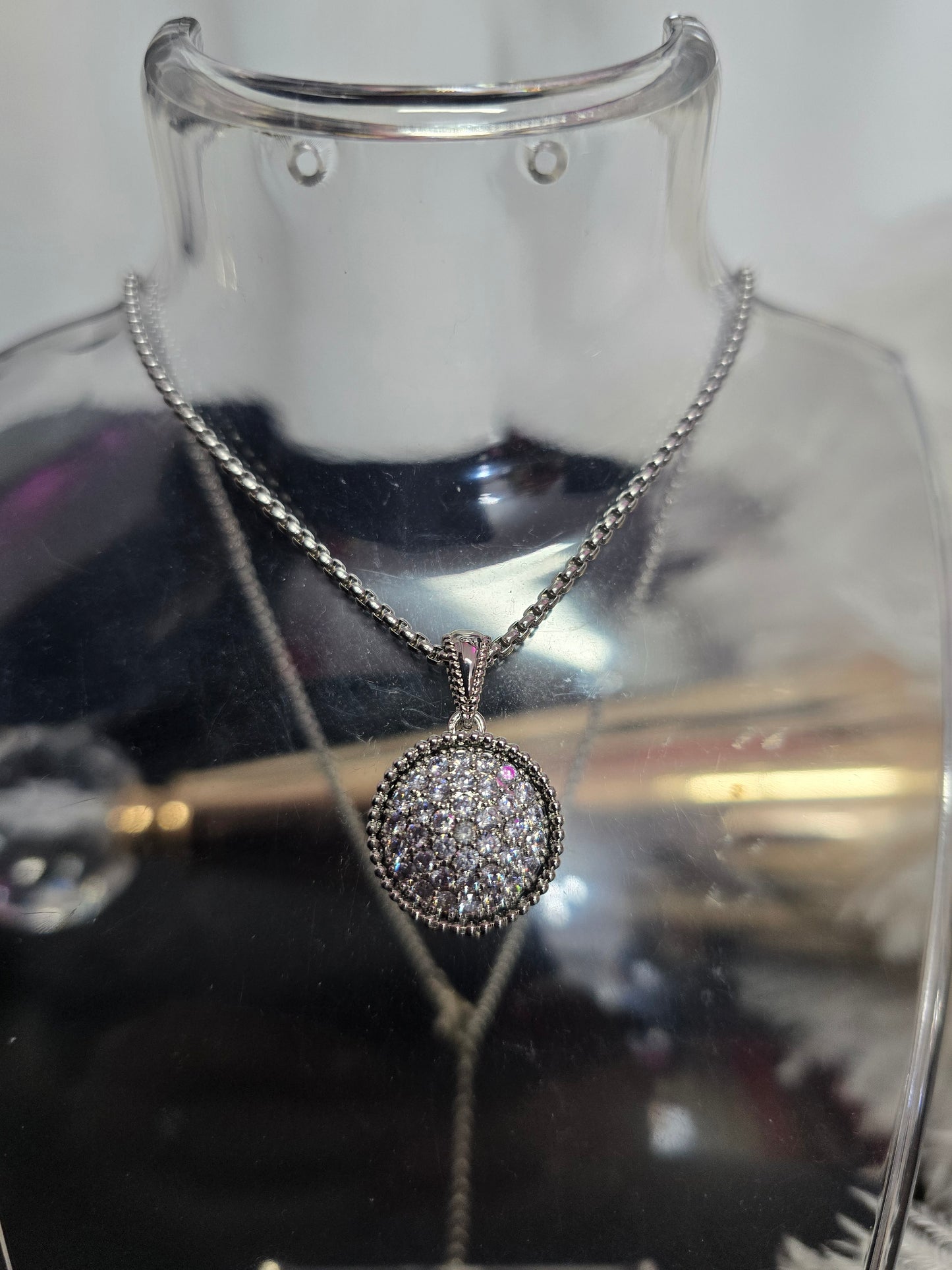 Silver & Rhinestones Rodio Necklace