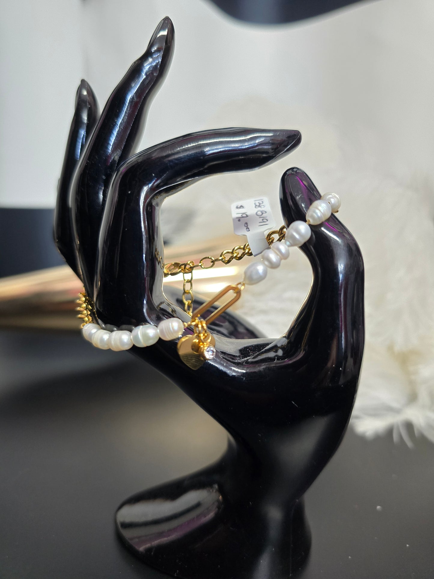 Pearl & Gold Stainless Steel Bracelet