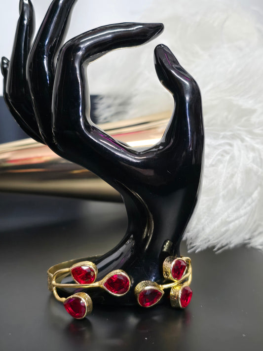 Gold & Red Gems Zamak Bracelet