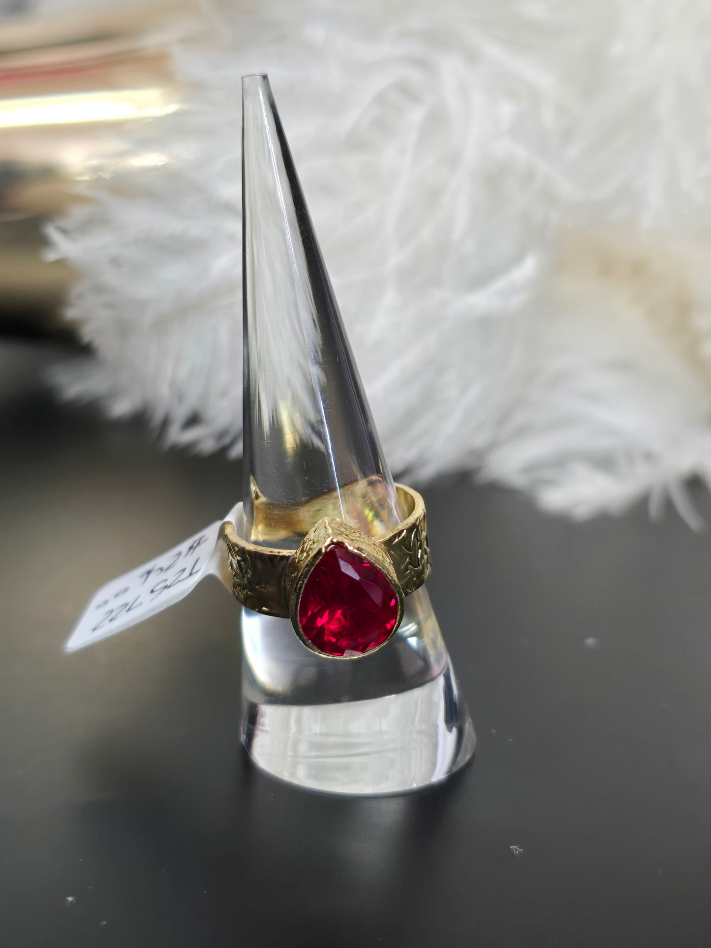 Gold & Red Gems Zamak Adjustable Ring
