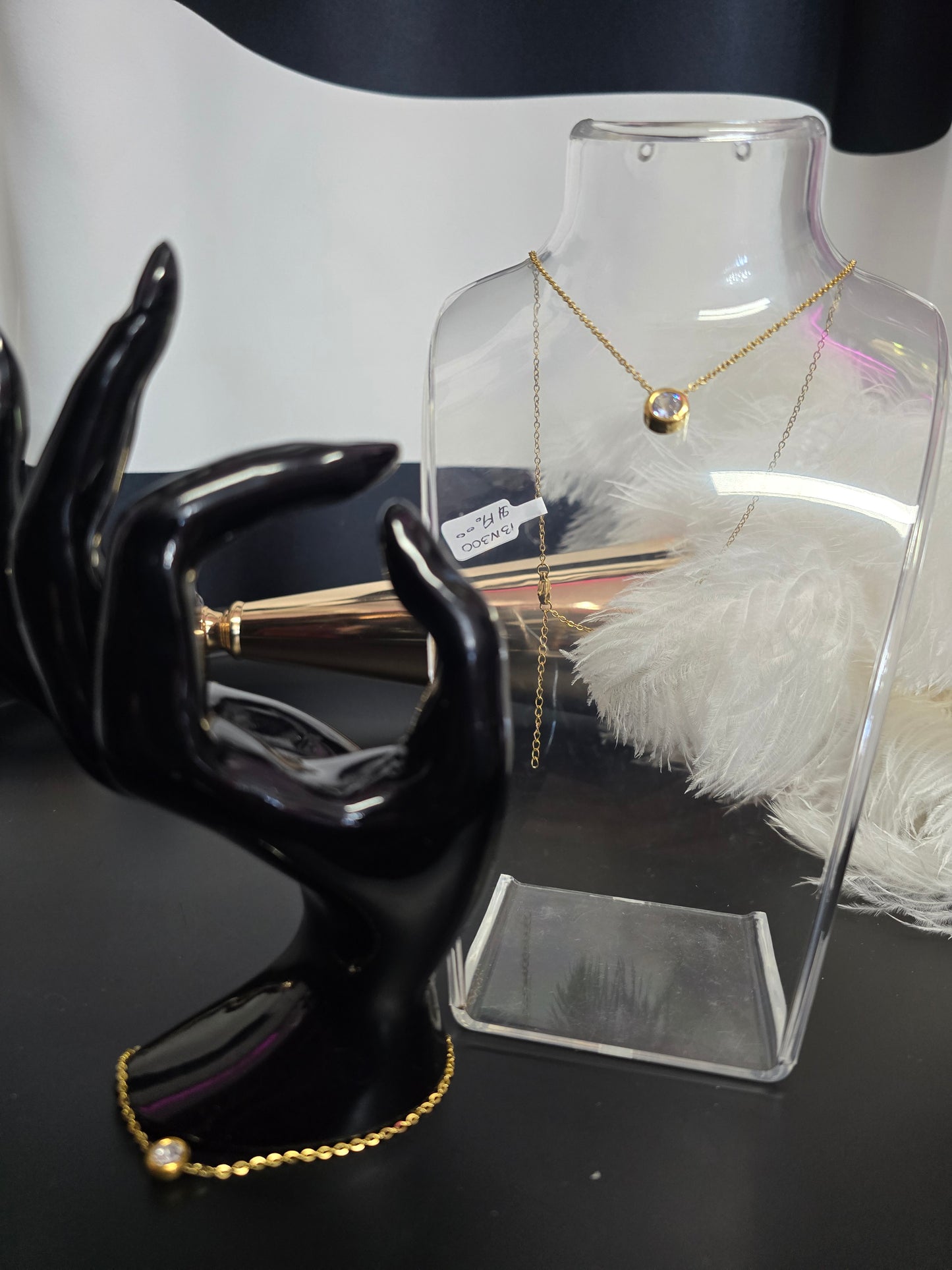 Gold & Zirconia Stainless Steel Necklace