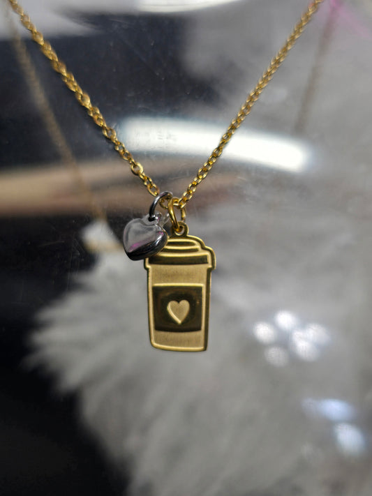 Coffee Gold Stainless Steel Necklace