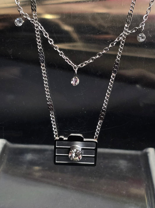 Camera Silver Stainless Steel Necklace