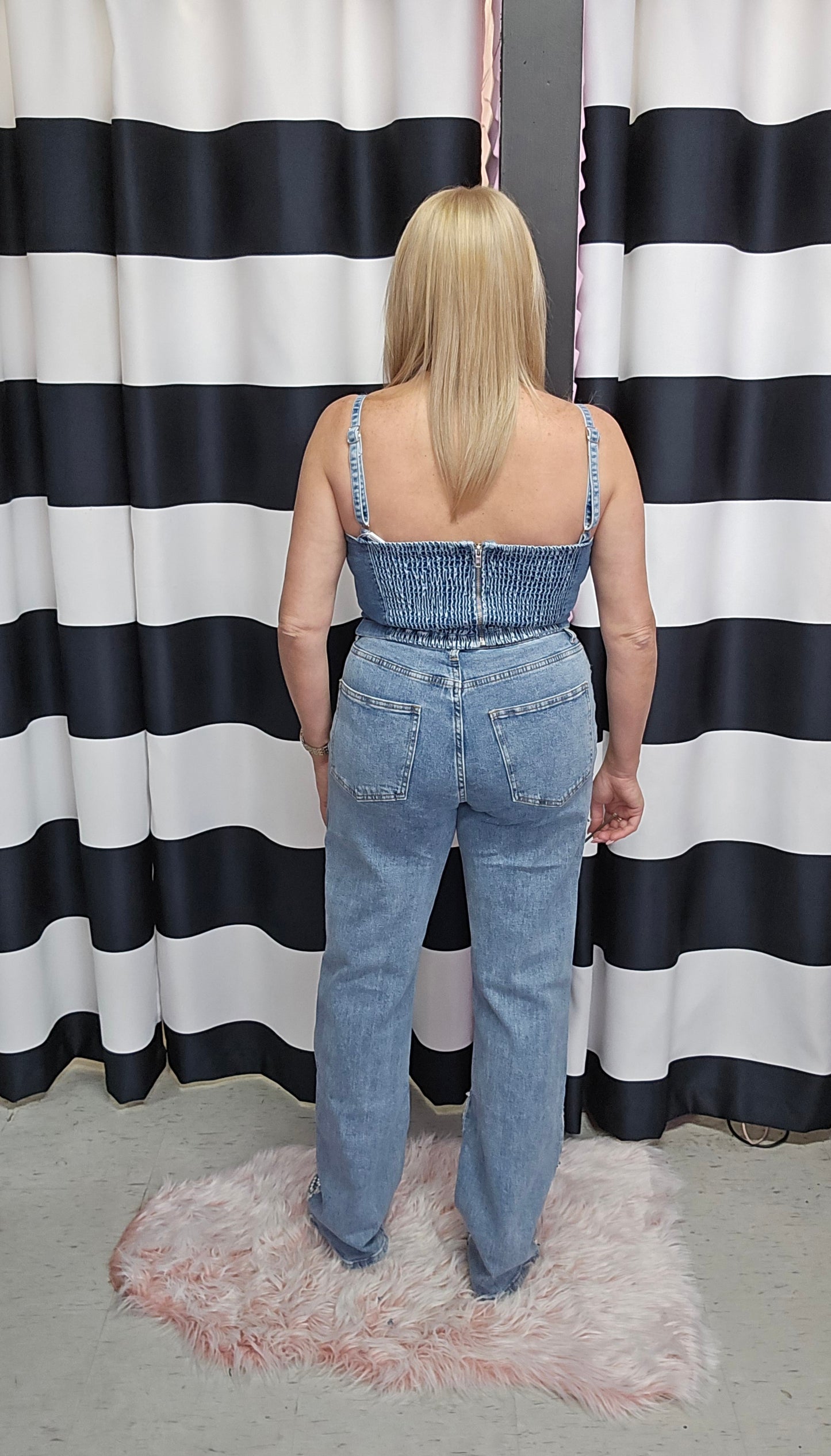 Denim & Rhinestones Crop Too