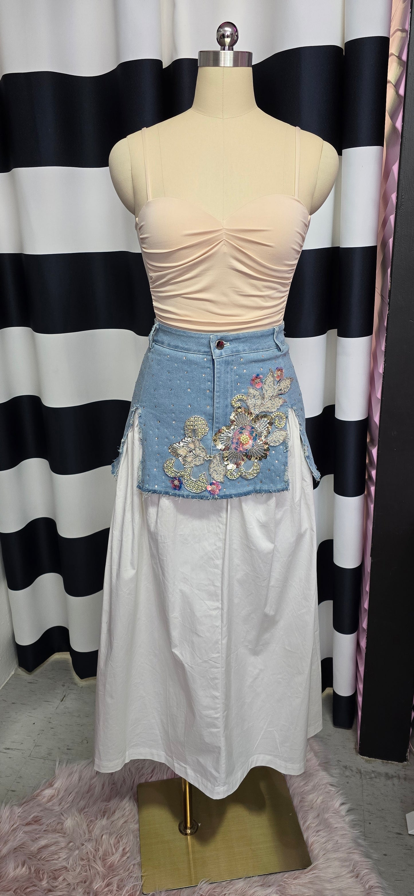 Denim & White Skirt