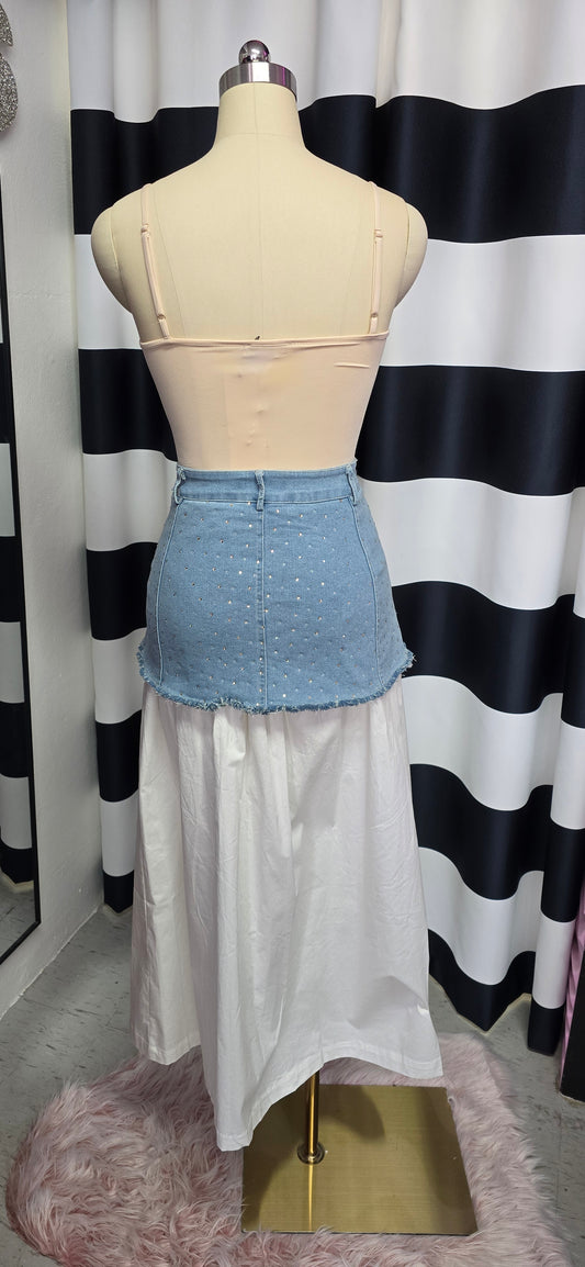 Denim & White Skirt