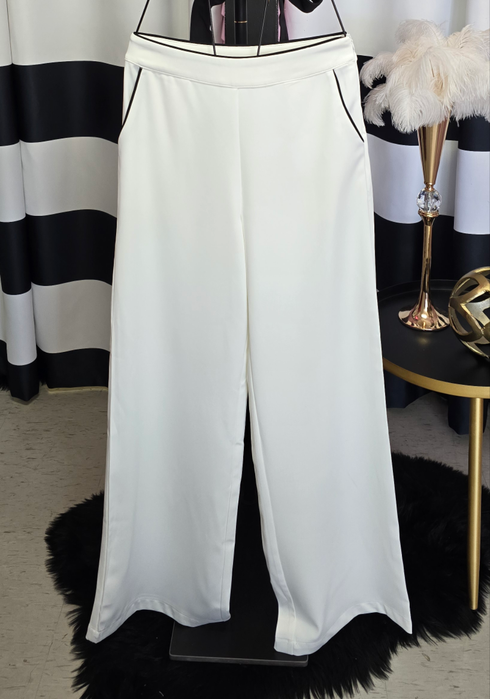 White with Black Trim Long Pant