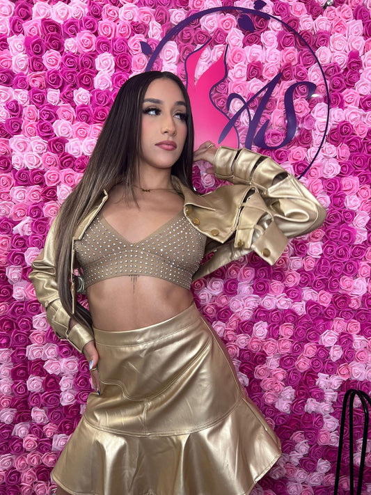 Gold Leather Skirt
