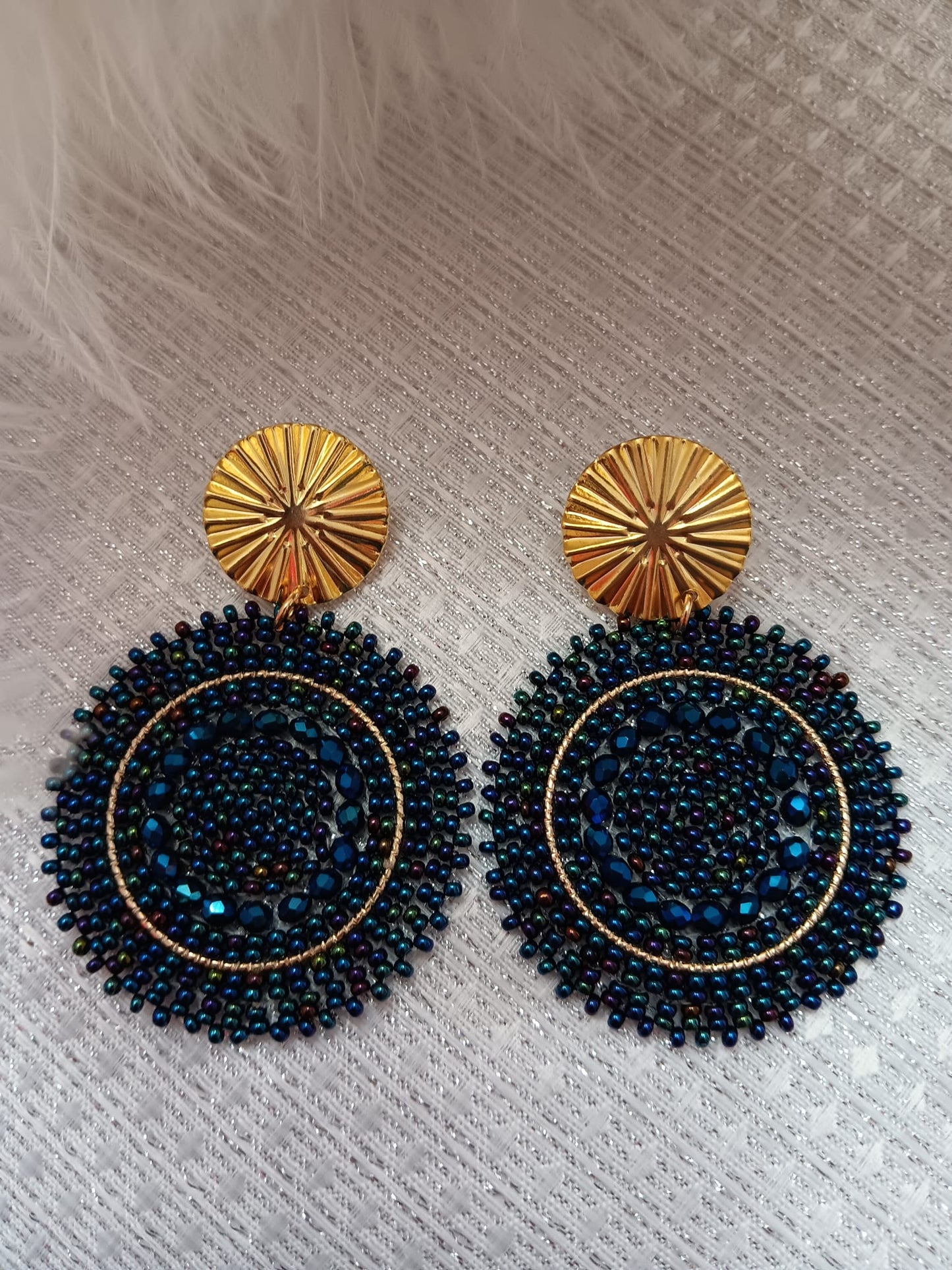 Blue Mandala Large Earrings