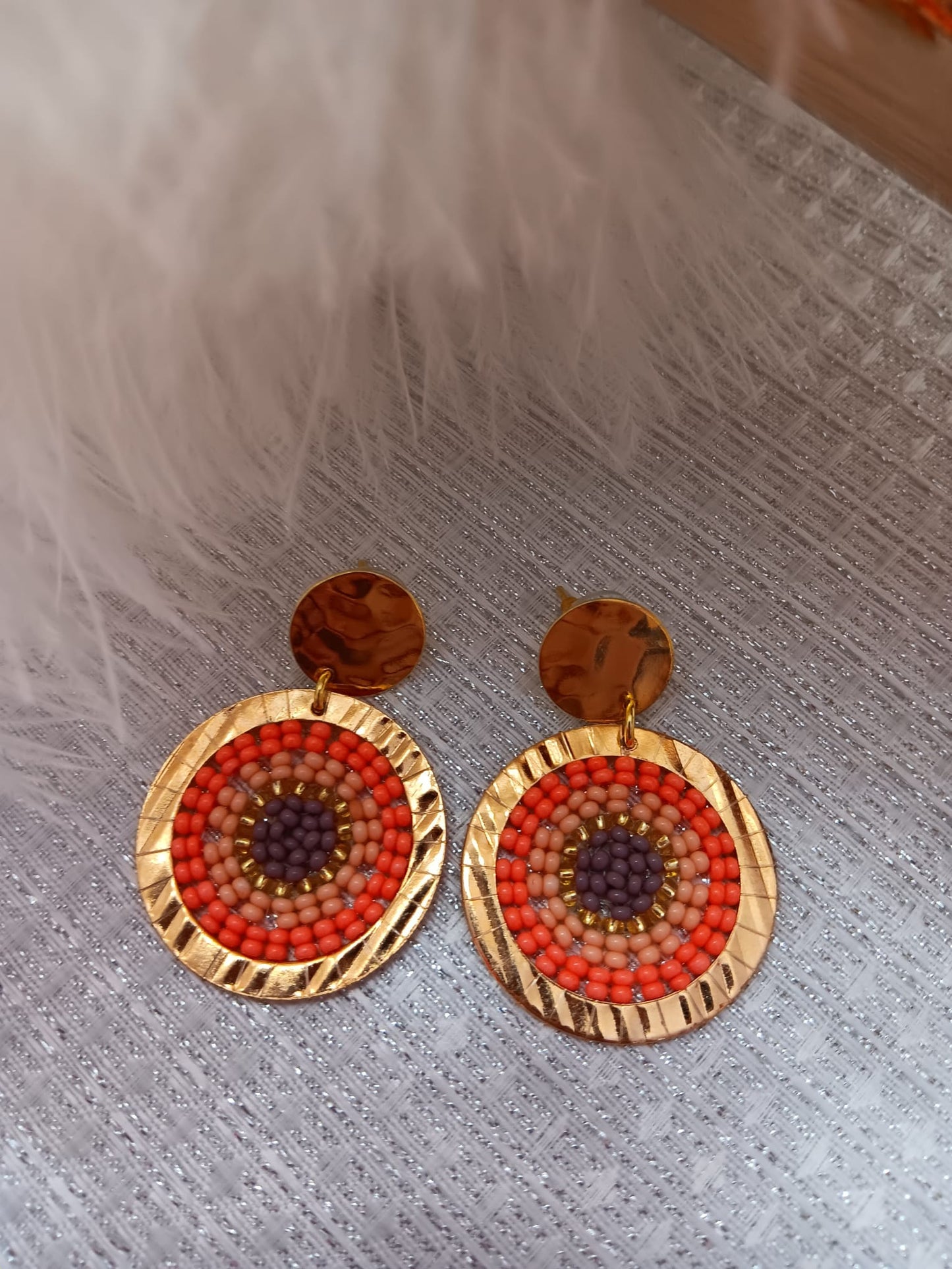 Coral & Gold Medium Earrings