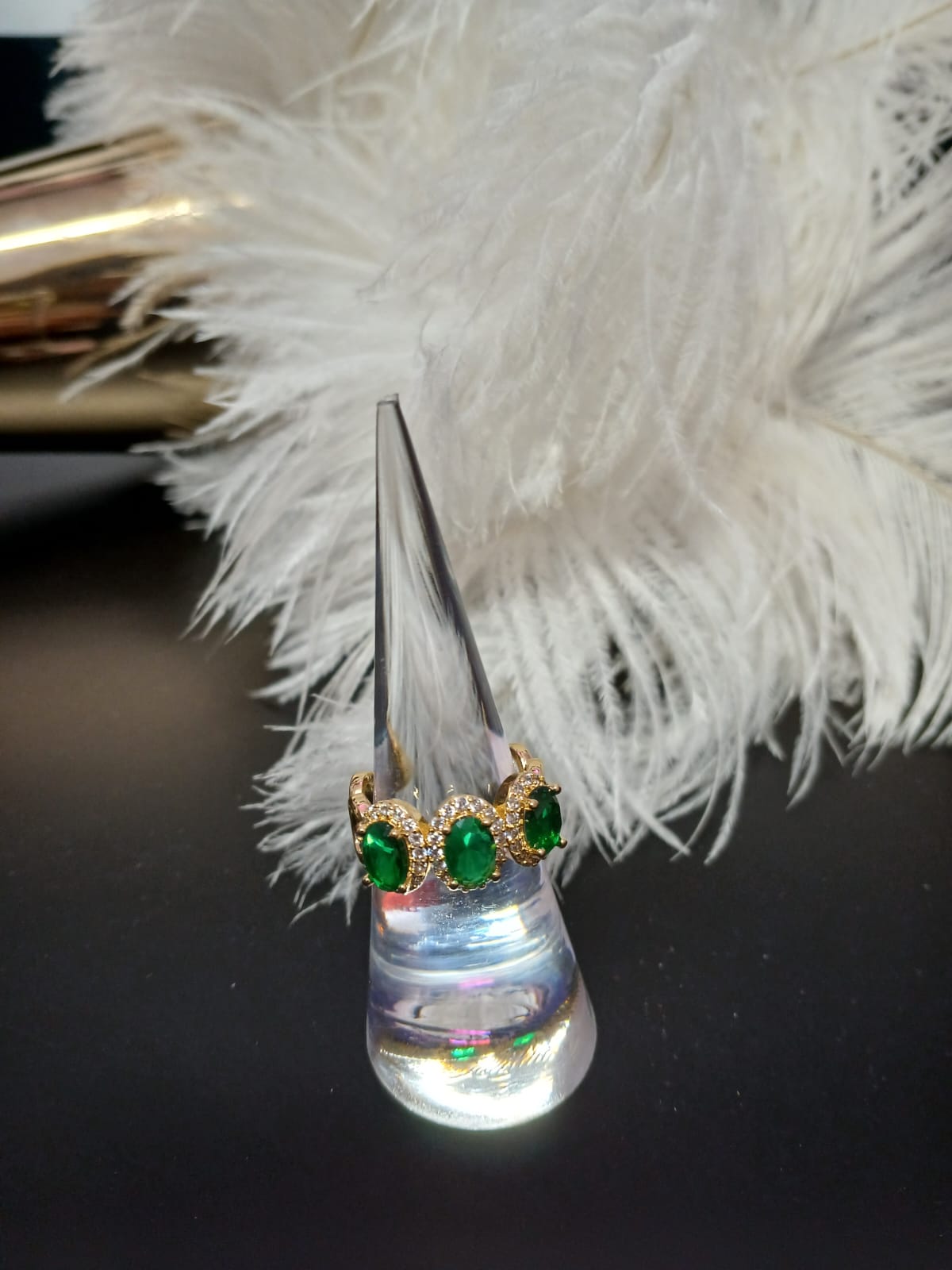 Green Rhinestones Ring