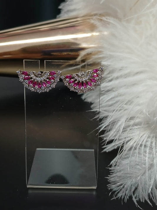 Pink Gems & Rhinestones 9.25 Sterling Silver Earrings