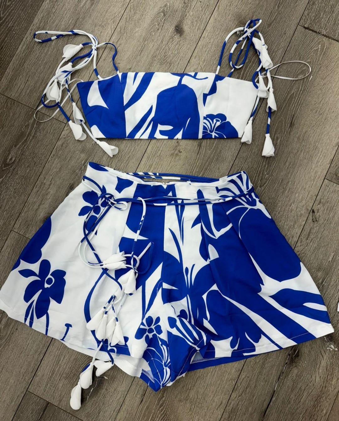 White & Blue Short Pant Set