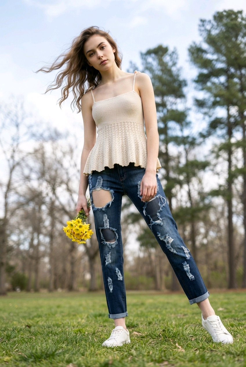 Knit Nude with Shoulder Ties Top