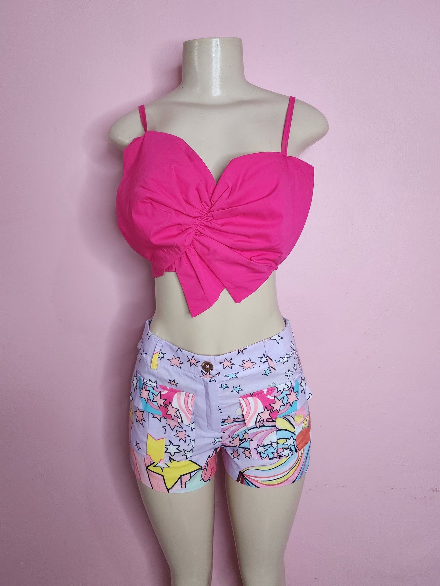 CROP TOP FUCSIA WITH BOW