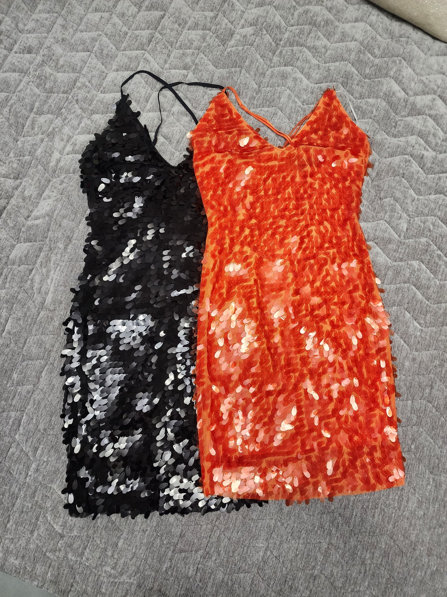 SEQUIN ORANGE PARTY DRESS