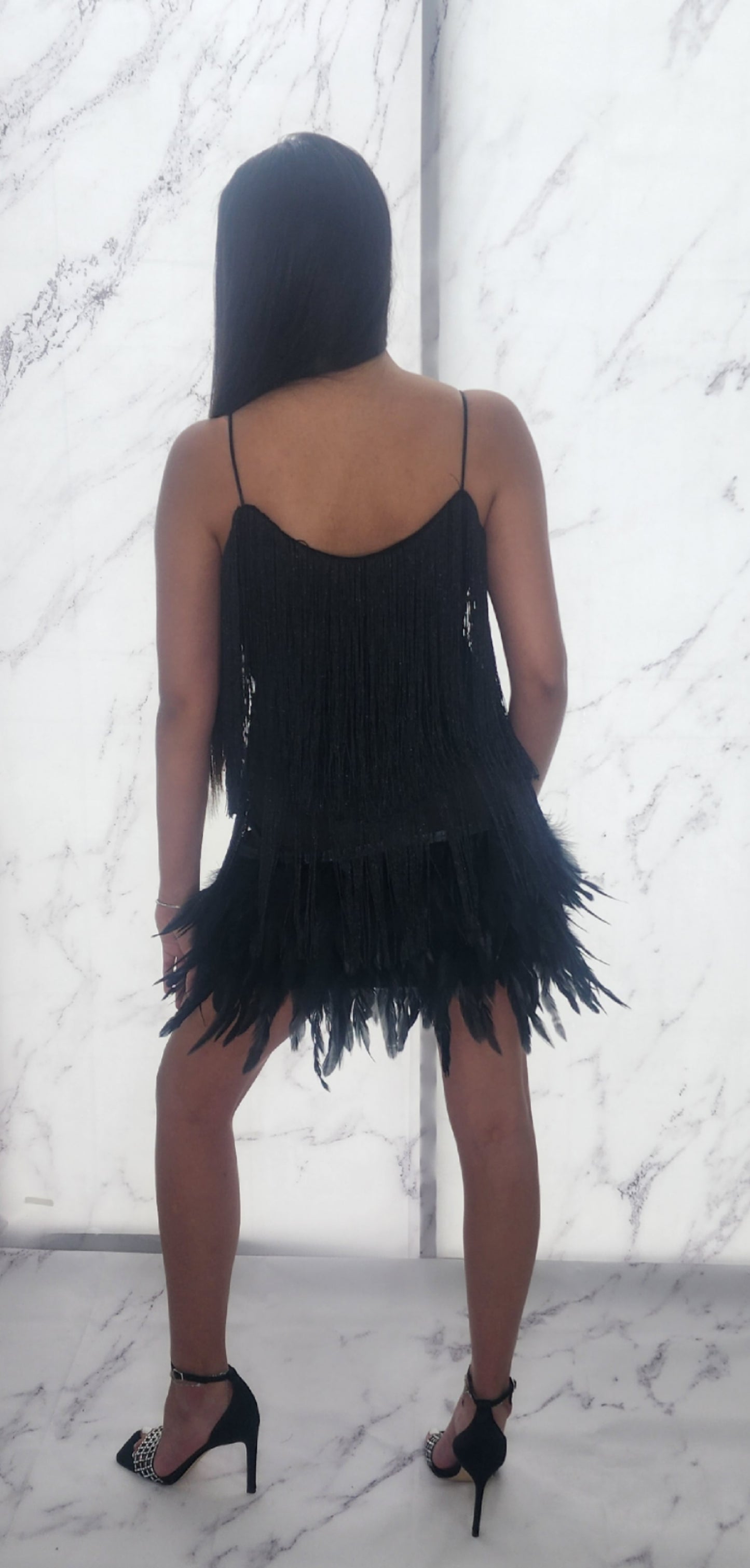 FLECOS & FEATHERS SHORT BLACK DRESS