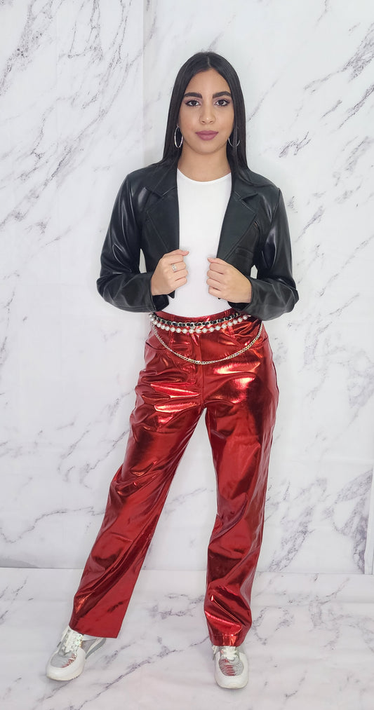 Metallic Red Long Pant