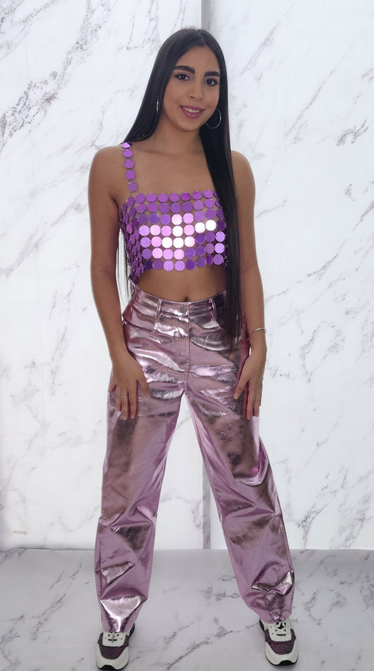 CRYSTALS PURPLE CROP TOP