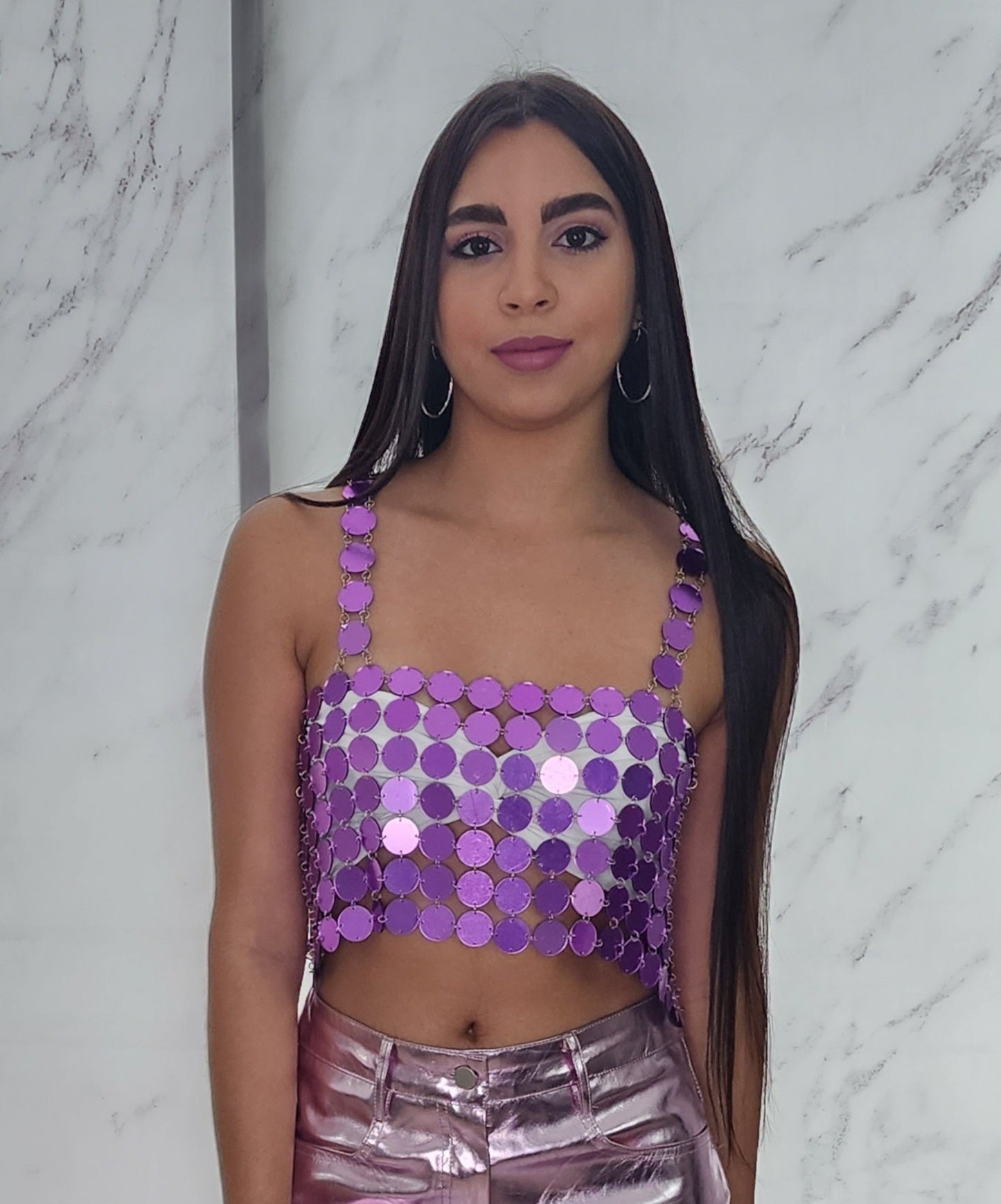 CRYSTALS PURPLE CROP TOP