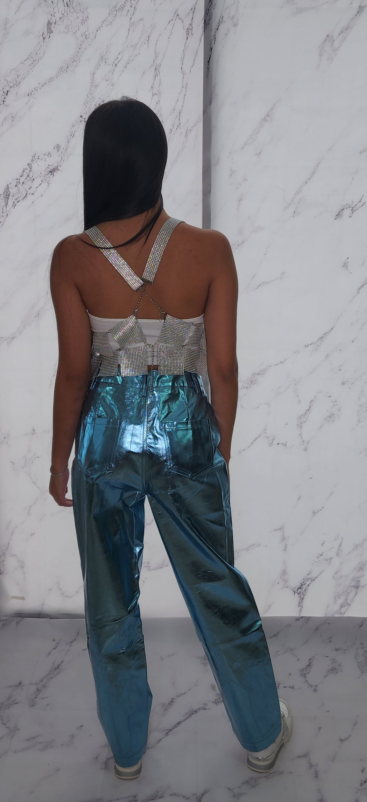 Metallic Blue Long Pant