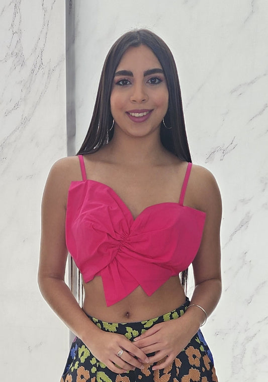 CROP TOP FUCSIA WITH BOW