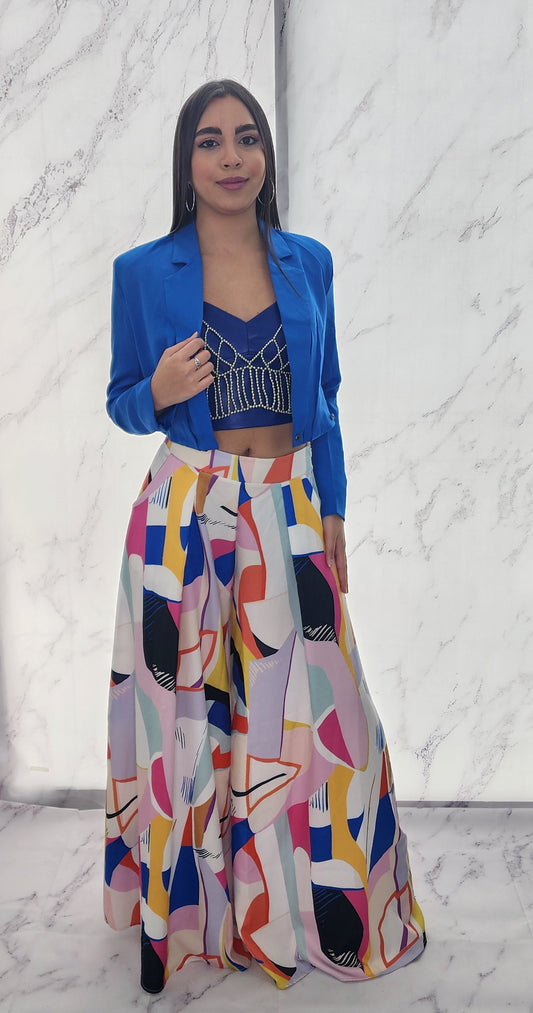 LONG SLEEVE CROP BLUE BLAZER