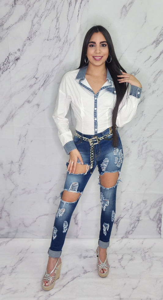 VIBRANT JEAN WITH HOLES