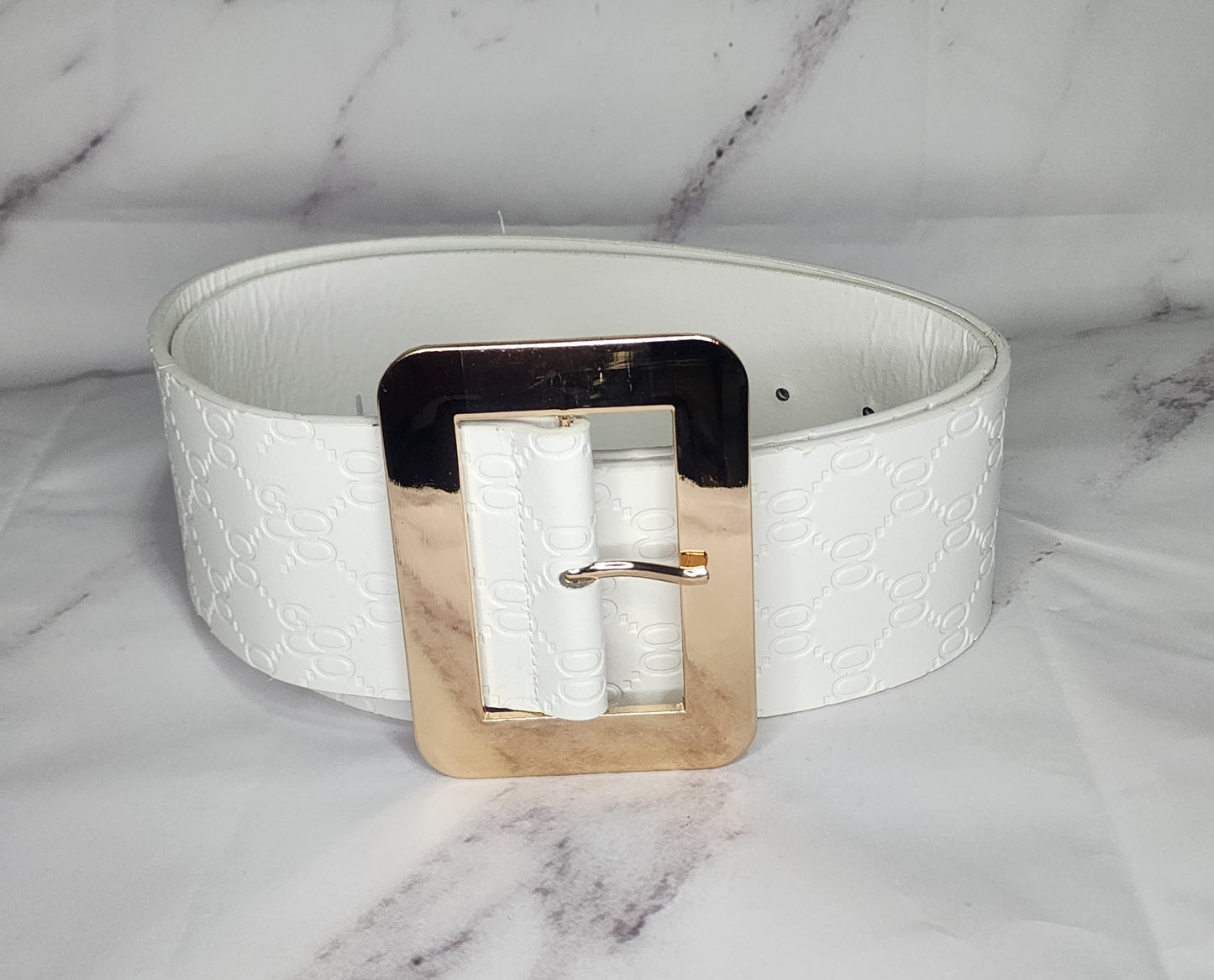 White Belt with Gold Buckle