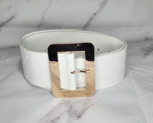 White Belt with Gold Buckle