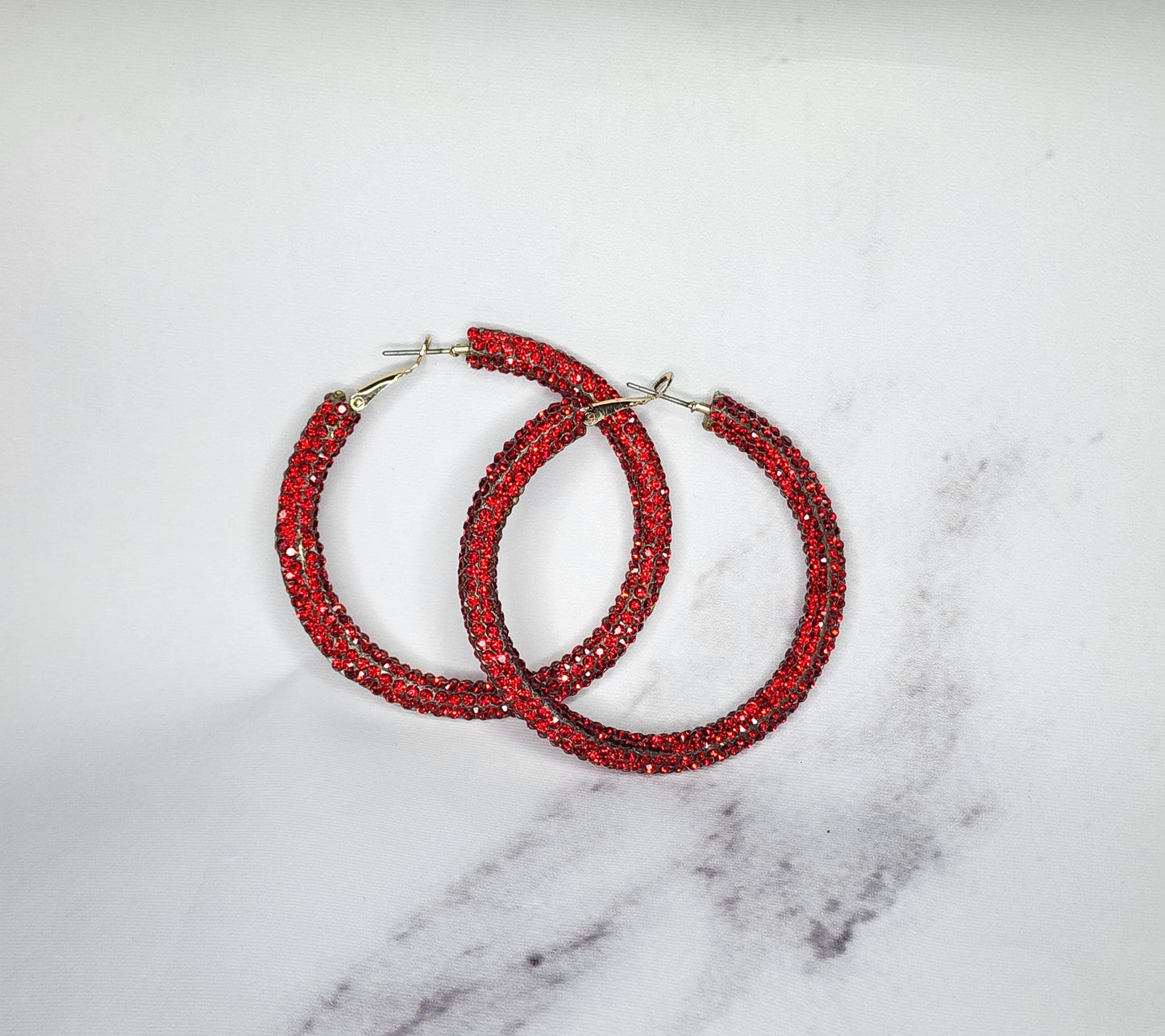 RED SEQUIN LOOP EARINGS