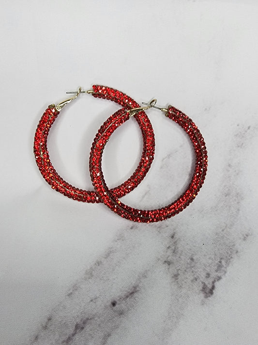 RED SEQUIN LOOP EARINGS