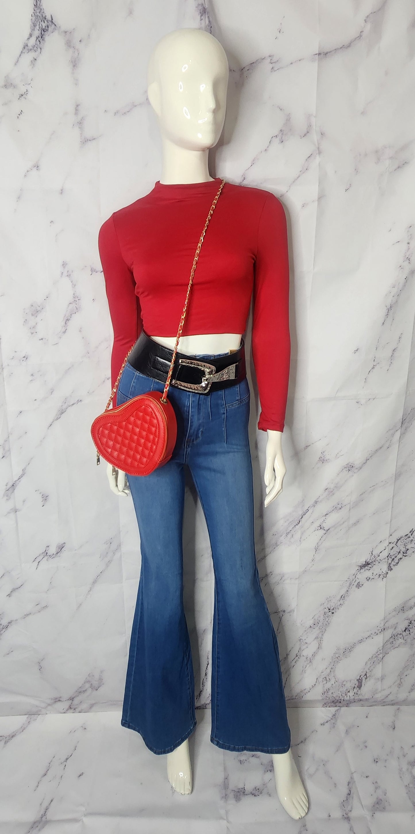 Long Sleeve Red Crop Top