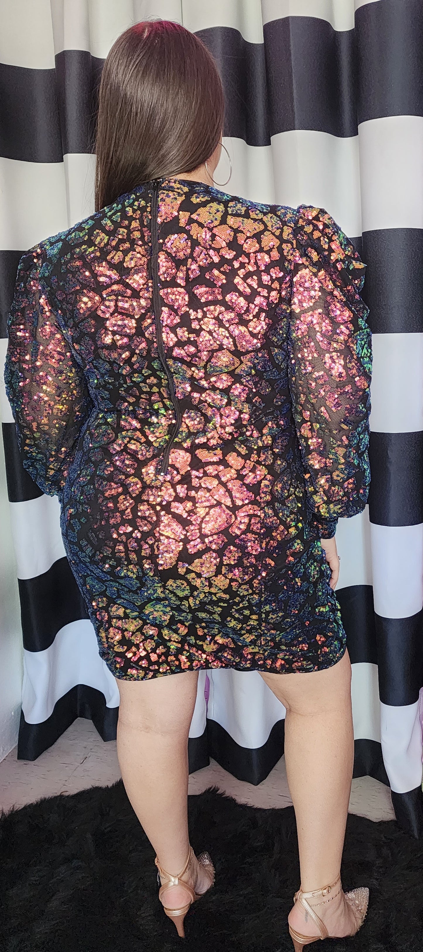 PLUS SIZE SEQUIN MULTI COLOR SHORT DRESS