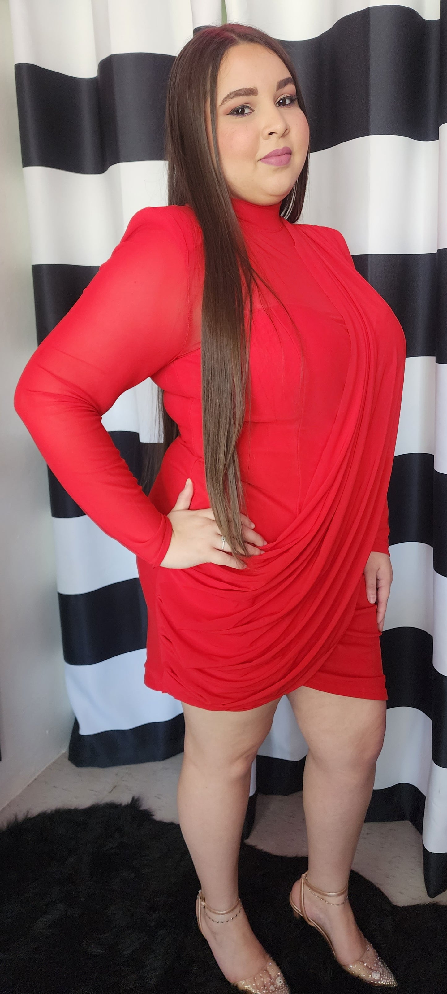 PLUS SIZE RED SHORT DRESS