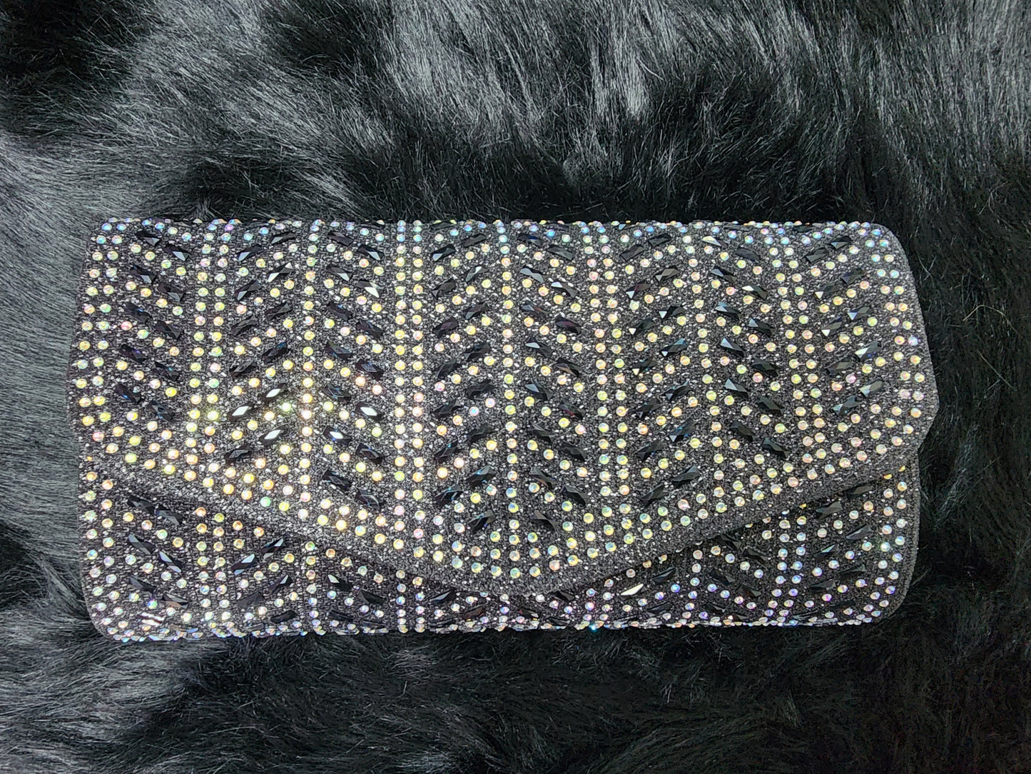 Black Clutch with Black & Silver Rhinestones