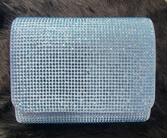 Light Blue Clutch With Rhinestones