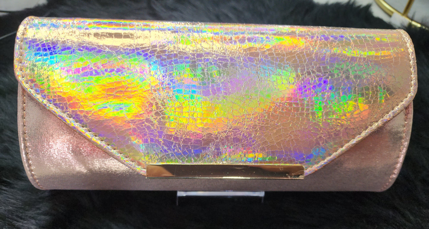 Rose Gold Clutch With Holographic Top