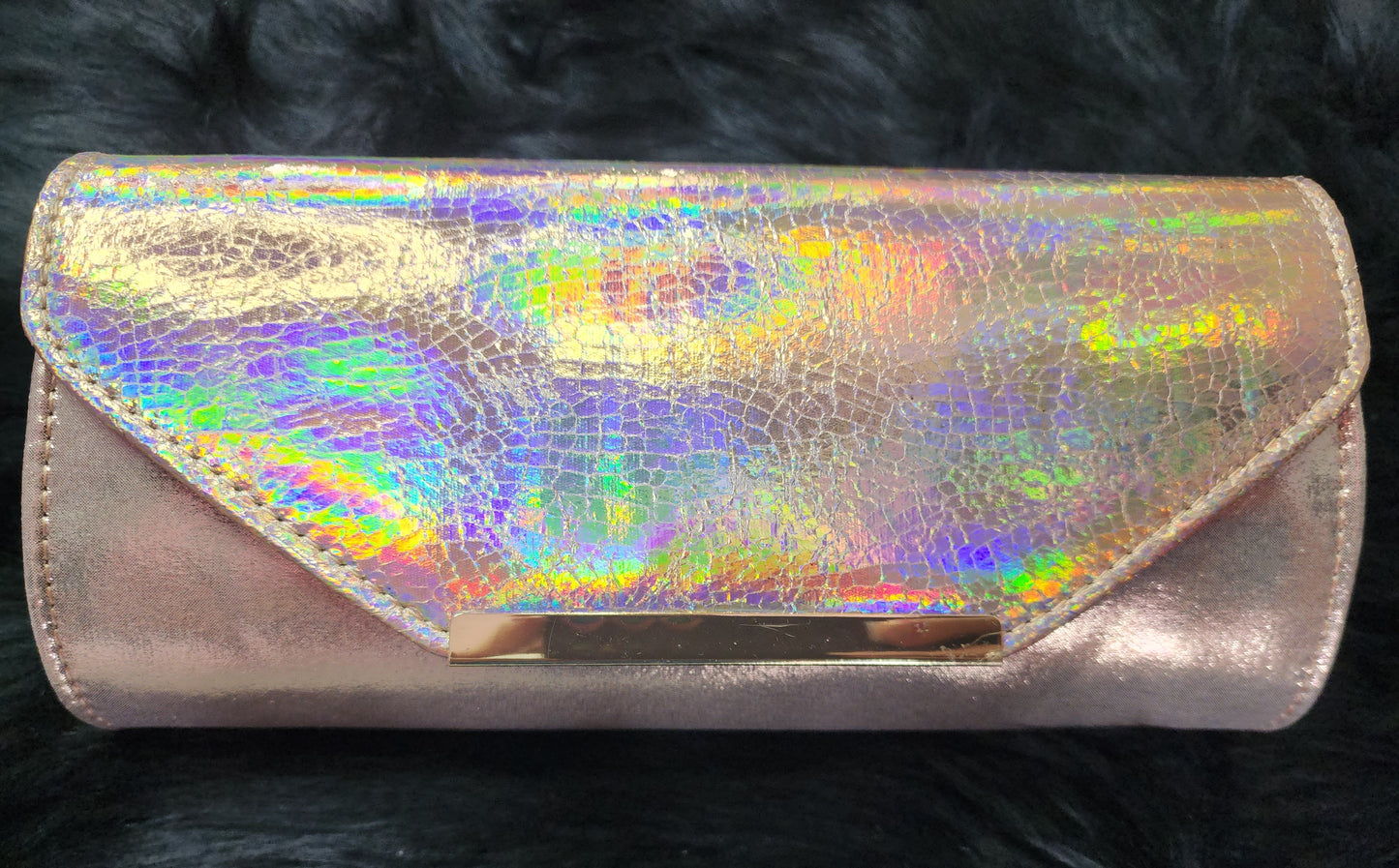 Rose Gold Clutch With Holographic Top